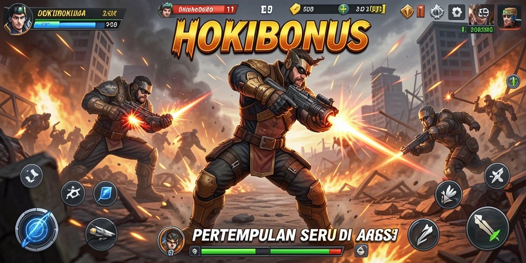Screenshot HOKIBONUS menampilkan aksi seru dalam pertempuran.
