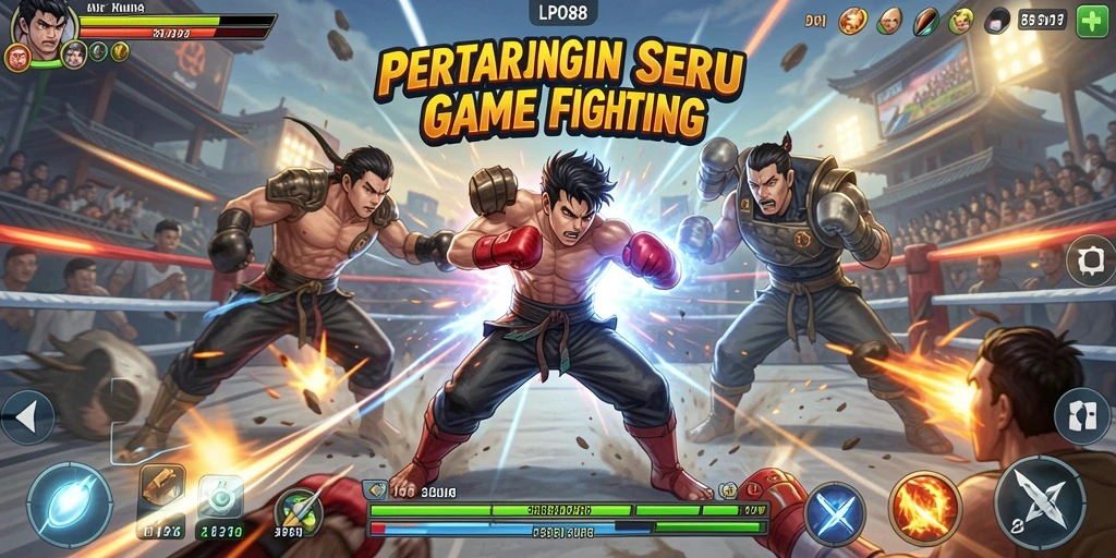 Screenshot LPO88 menampilkan aksi pertarungan yang mendebarkan dan karakter khas.