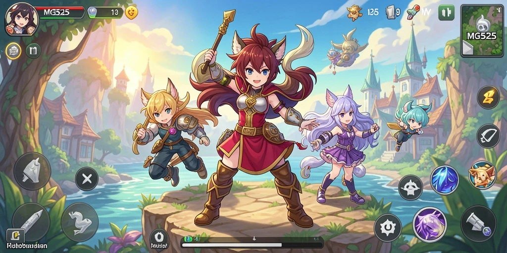 Screenshot gameplay MG525 menampilkan petualangan seru dalam dunia Anime.